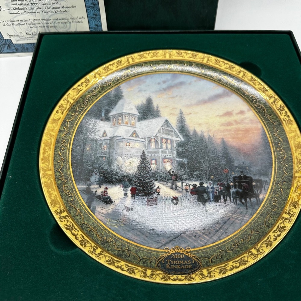 Vtg 2000 Thomas‎ Kinkade Victorian Christmas Collector Plate Box COA Core Decor